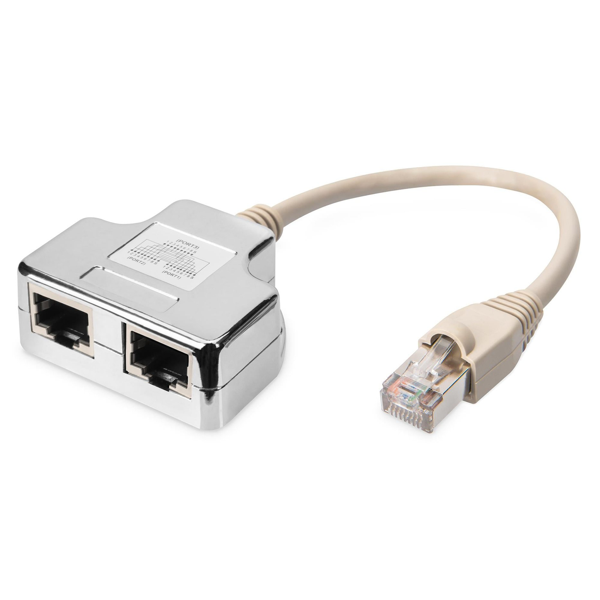 Digitus CAT. 5E Patch Kablo Adaptörü, Zırhlı, 2 x RJ45 Dişi <-> 1 x RJ45 Erkek, Kablo mesafesi 0.19 metre AT-AG CX2