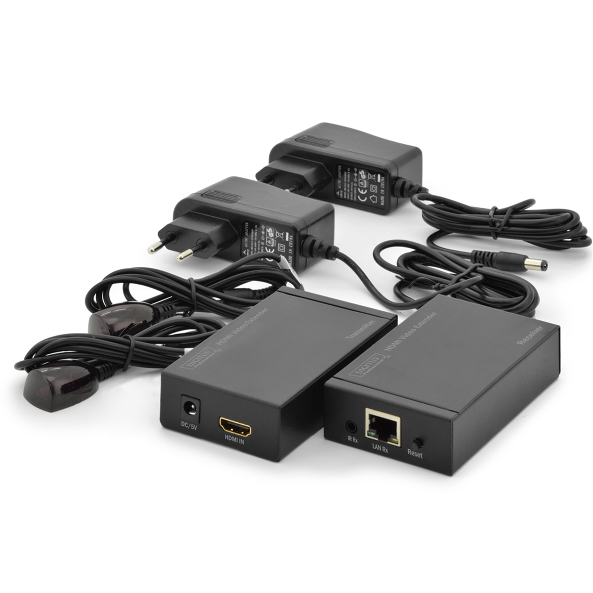 Digitus DS-55120 IP HDMI Sinyal Uzatma Cihazı, Alıcı (Receiver) ve Verici (Transmitter) Birim dahil, 120 metre, maksimum çözünürlük 1080p, 3D desteği, IR alıcı dahil