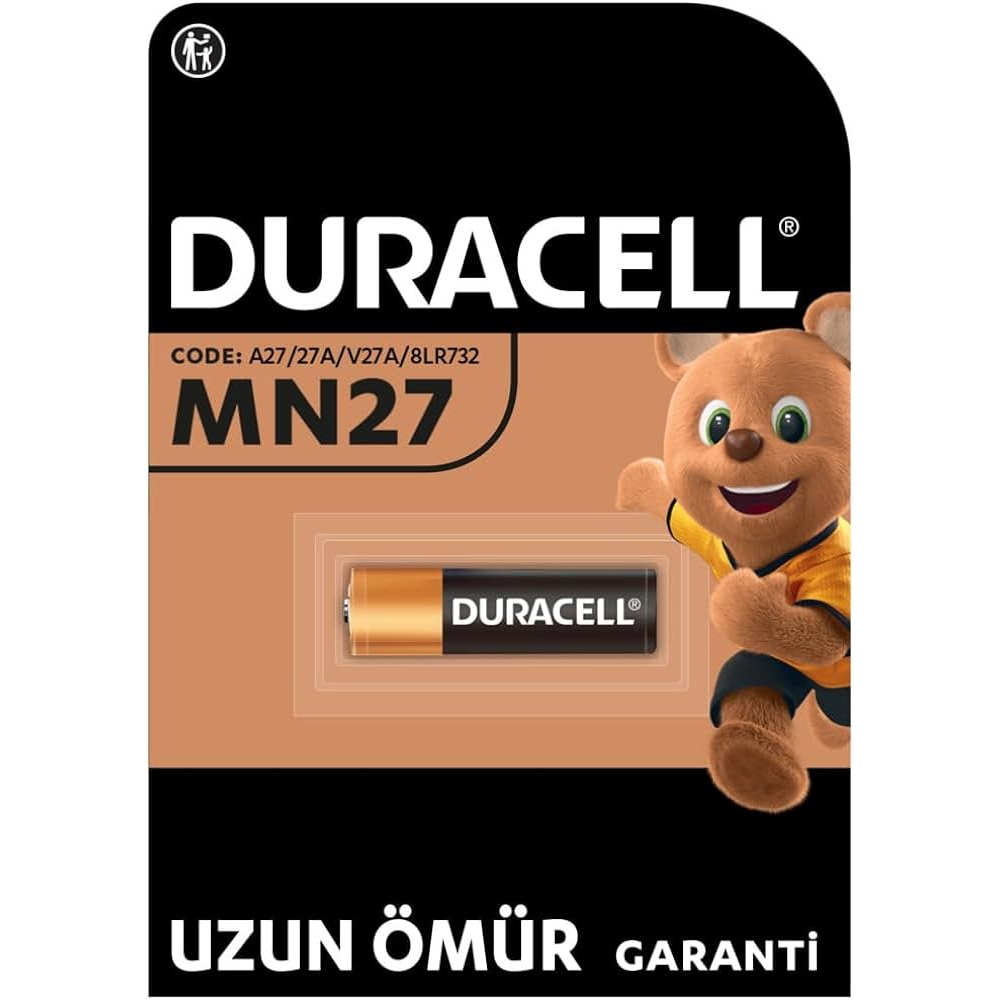 Duracell Özel Alkalin MN27 Pil 12V, (27A / A27 / L828), 1'li Paket, Uzaktan kumandalar, kablosuz kapı zilleri ve güvenlik sistemlerinde kullanım için uygundur.