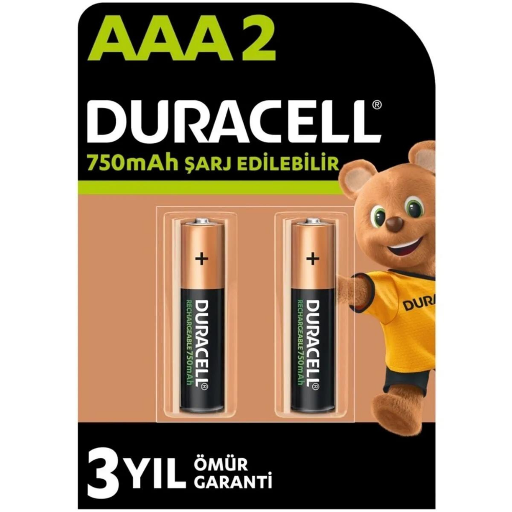 Duracell Şarj Edilebilir Pil 2'li AAA 750 mAh