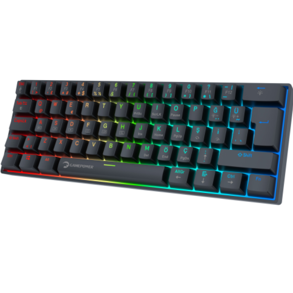 GamePower Lyra RGB 60M 62Tuş Siyah Mekanik Kablolu Red Switch Klavye