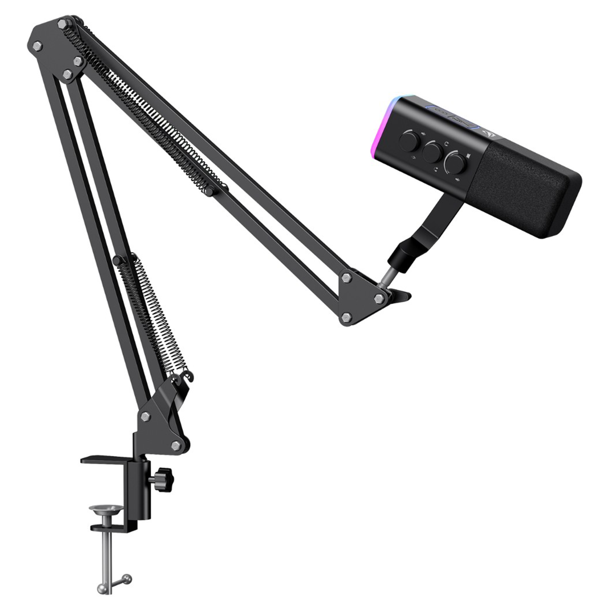 Havit Gamenote GK71 Pro RGB Yayıncı Mikrofonu, 24-Bit, 192kHz, XLR & Type-C, Stantlı - Siyah
