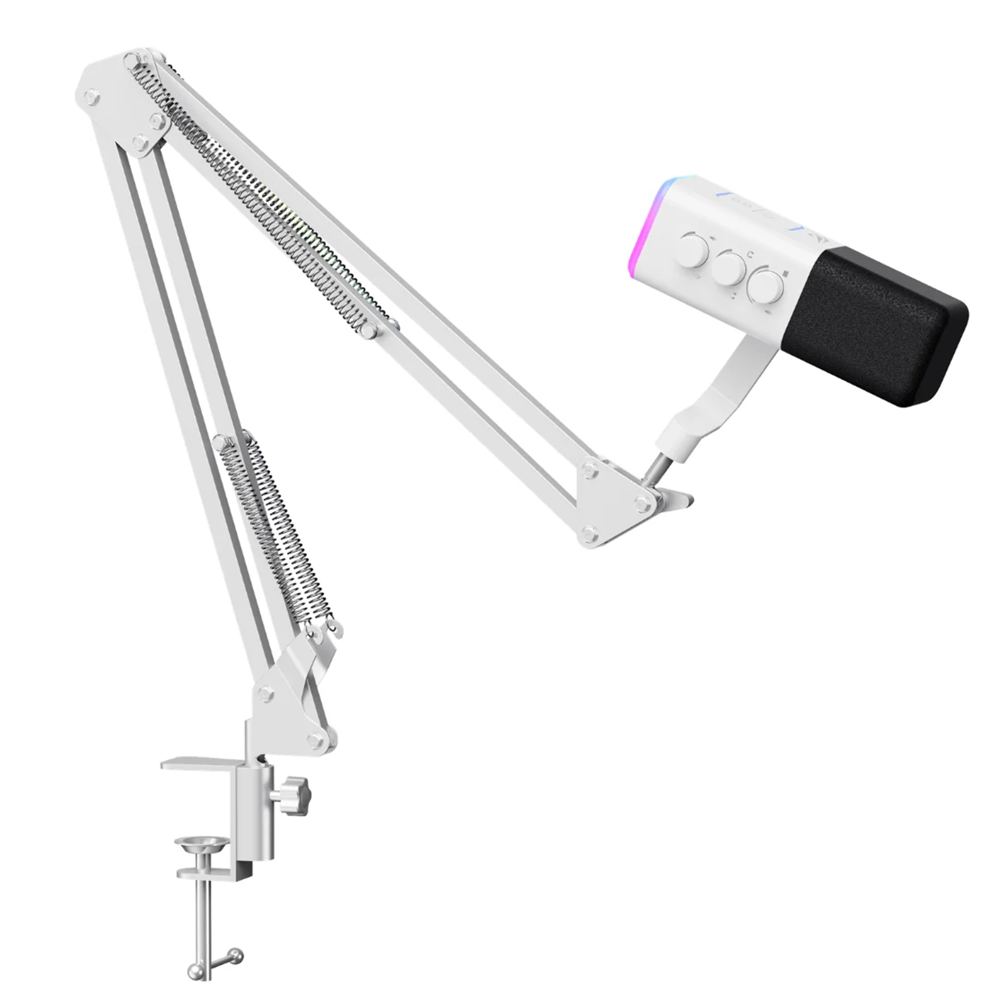 Havit Gamenote GK71 Pro RGB Yayıncı Mikrofonu, 24-Bit, 192kHz, XLR & Type-C, Stantlı - Beyaz