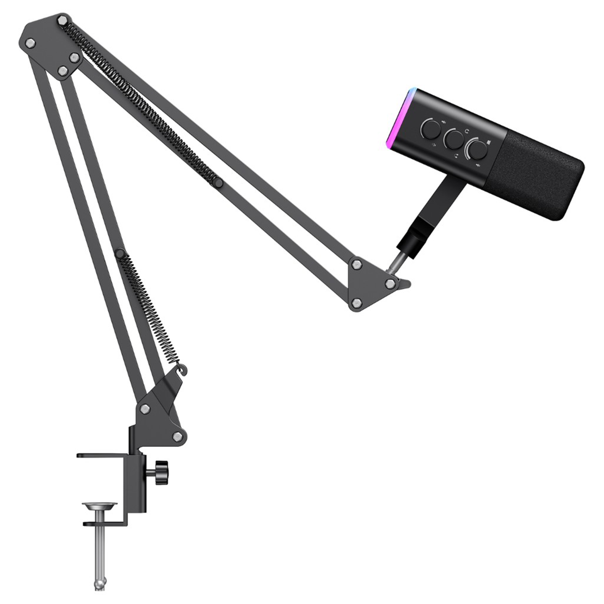 Havit Gamenote GK71 Pro RGB Yayıncı Mikrofonu, 24-Bit, 192kHz, XLR & Type-C, Stantlı - Siyah