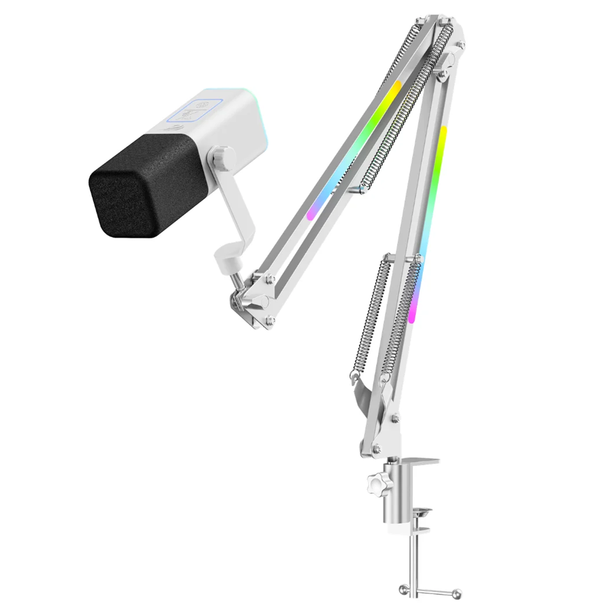 Havit Gamenote GK71 Pro RGB Yayıncı Mikrofonu, 24-Bit, 192kHz, XLR & Type-C, Stantlı - Beyaz