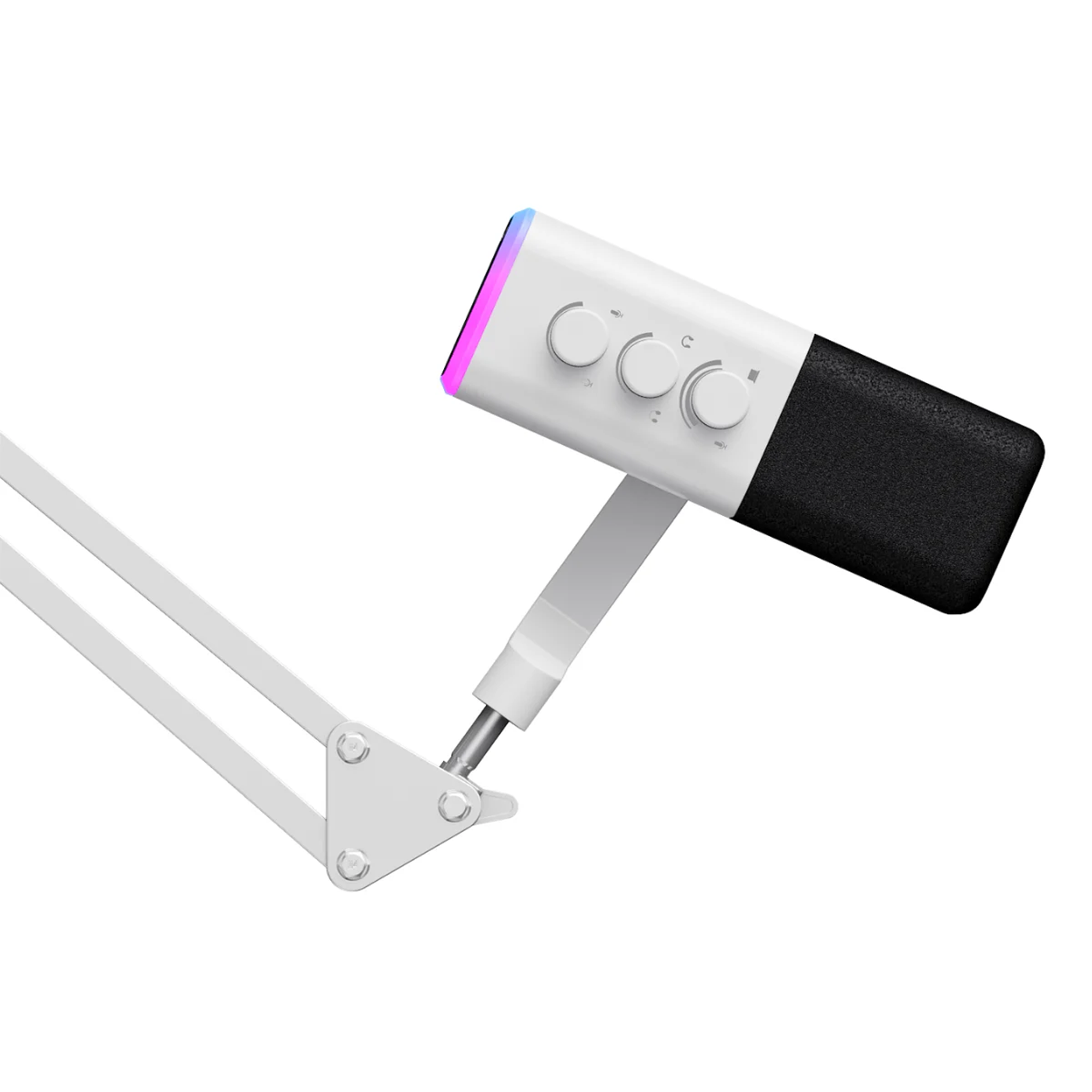 Havit Gamenote GK71 Pro RGB Yayıncı Mikrofonu, 24-Bit, 192kHz, XLR & Type-C, Stantlı - Beyaz