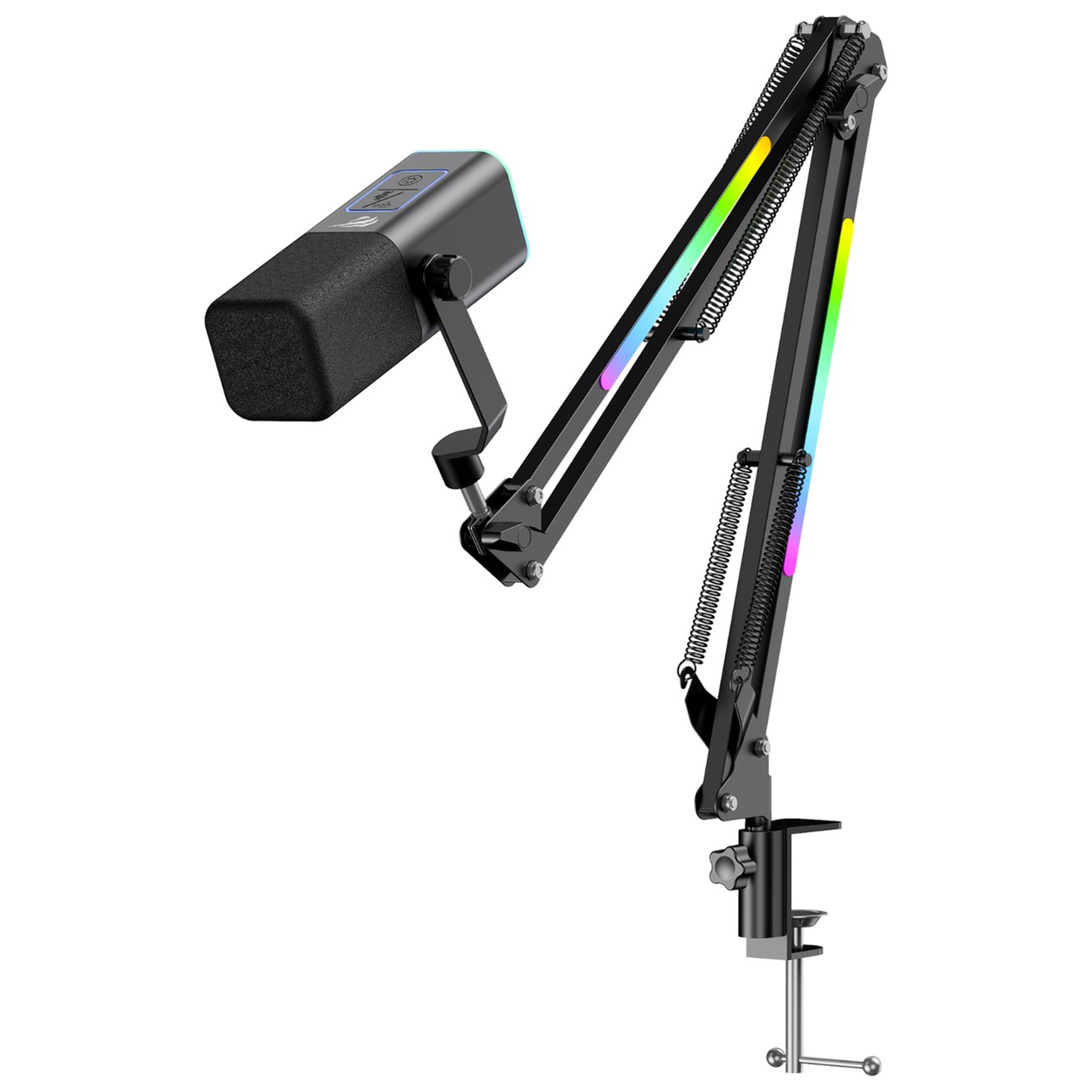 Havit Gamenote GK71 Pro RGB Yayıncı Mikrofonu, 24-Bit, 192kHz, XLR & Type-C, Stantlı - Siyah