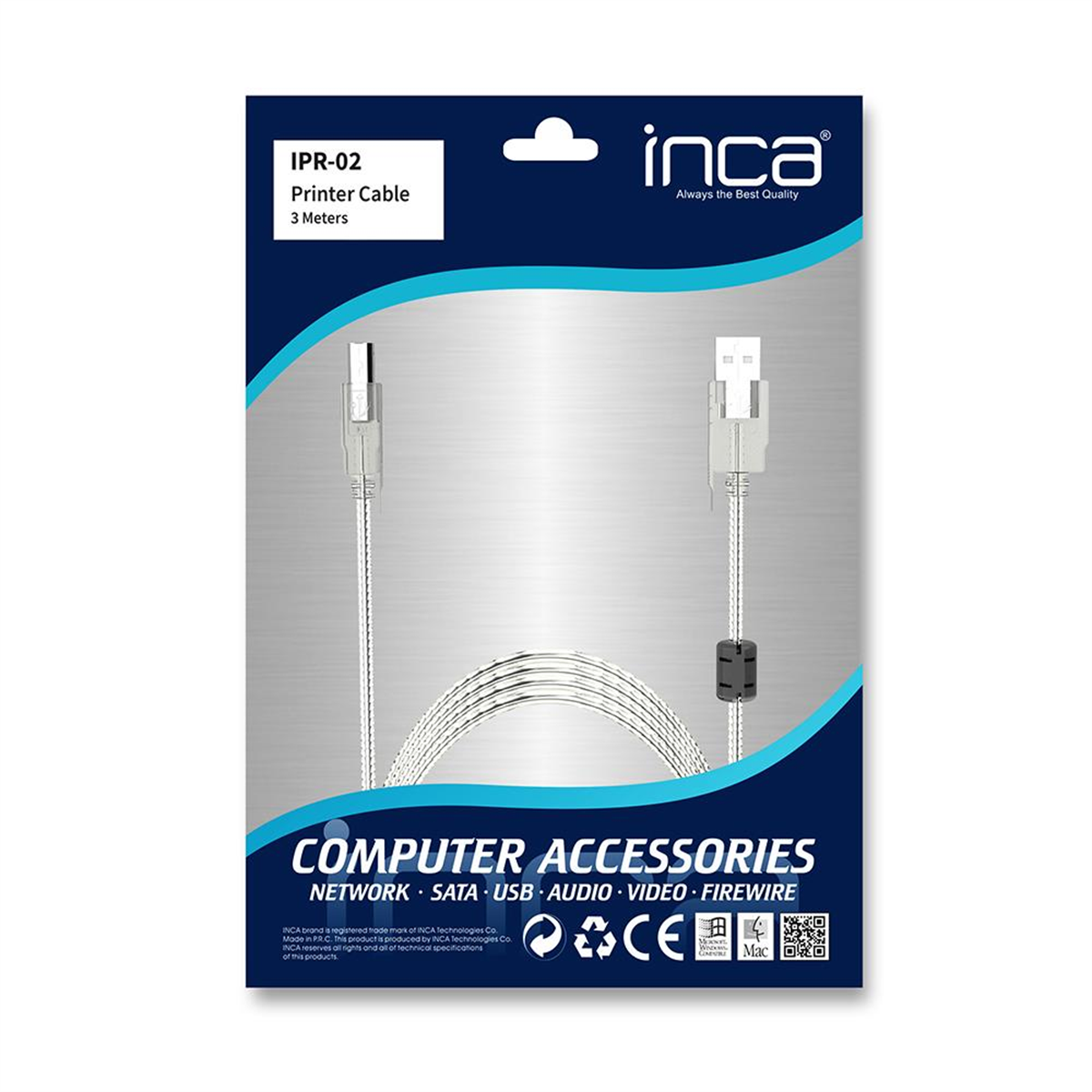 INCA IPR-02 3MT USB 2.0 Yazıcı Kablosu 
