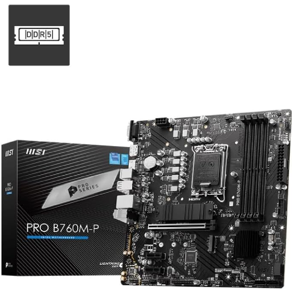 Msi Pro B760M-P DDR5 SOKET 1700 6800(OC)PCI-E Gen4 2X M.2 USB3.2 DP Hdmi Gigabit LAN mATX Anakart