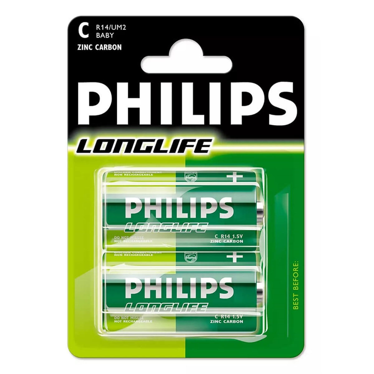 PHILIPS LongLife PilR14-P2C Zinc Carbon R14-P2-01B Pil