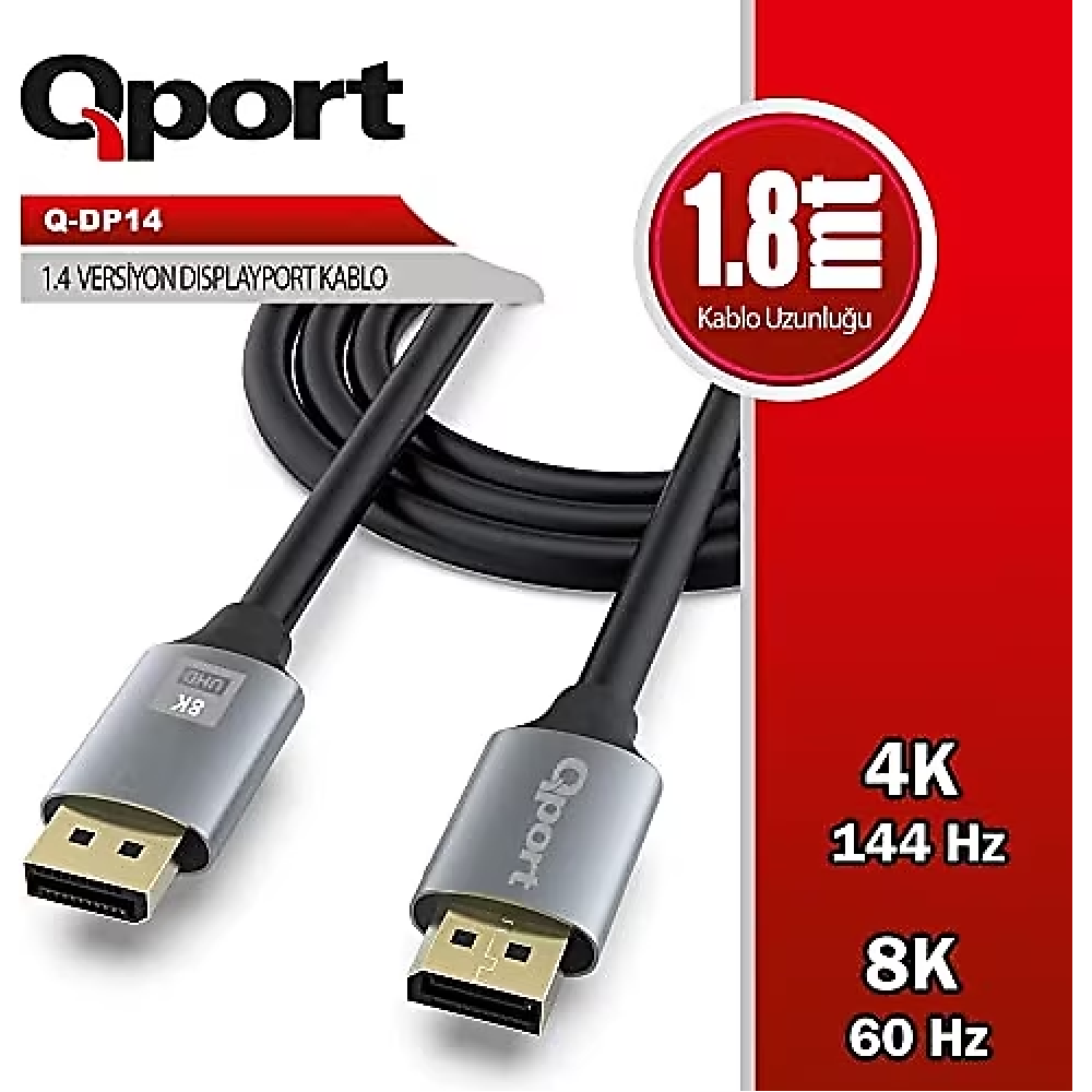 Qport Q-DP14 1.8m 1.4V Display Port Kablo