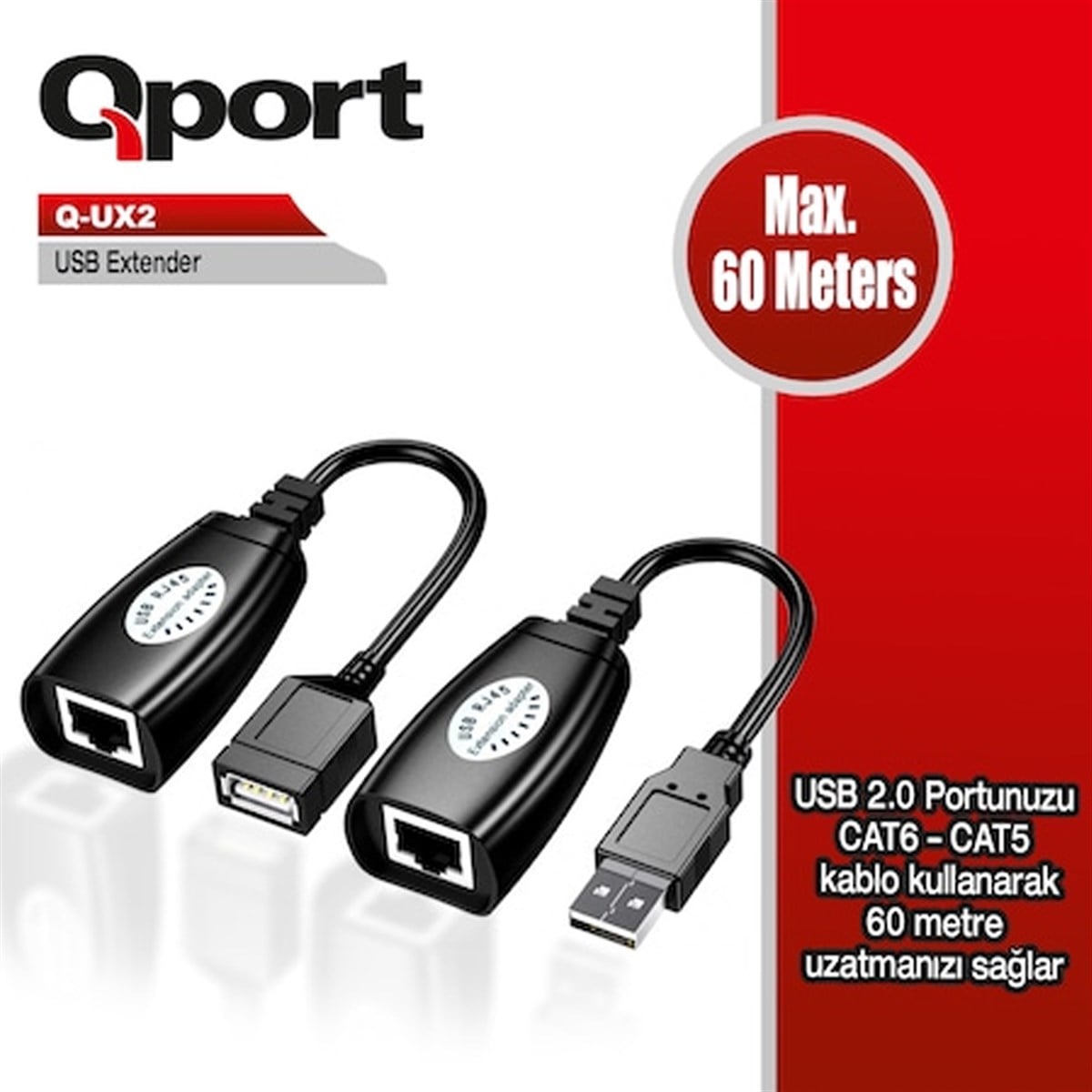 Qport Q-Ux2 60M USB Extender 2 Li Paket