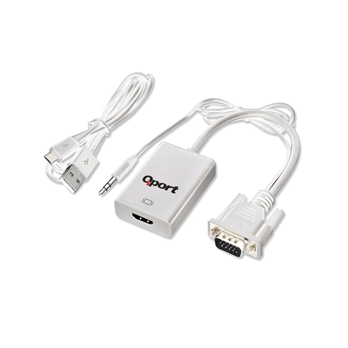 QPORT Q-VH VGA E=>HDMI D ÇEVİRİCİ+ SES KABLOLARI