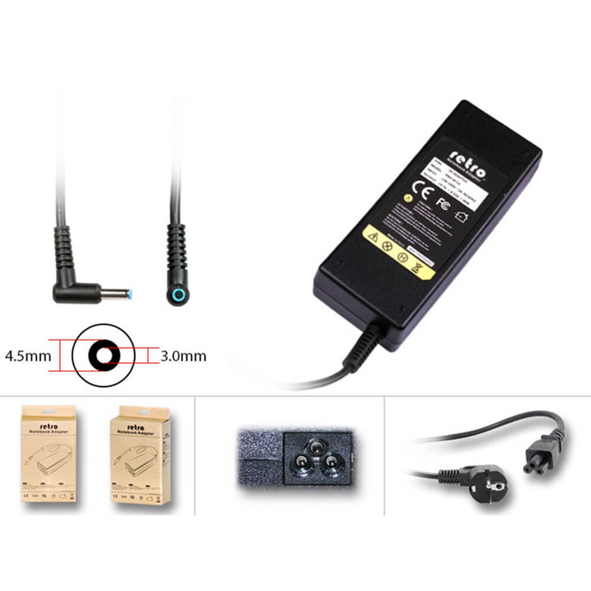 RETRO Hp Mavi Uç 19.5V 4.62A 90W Pinli Uç 4.5mm Notebook Adaptör RNA-HC13