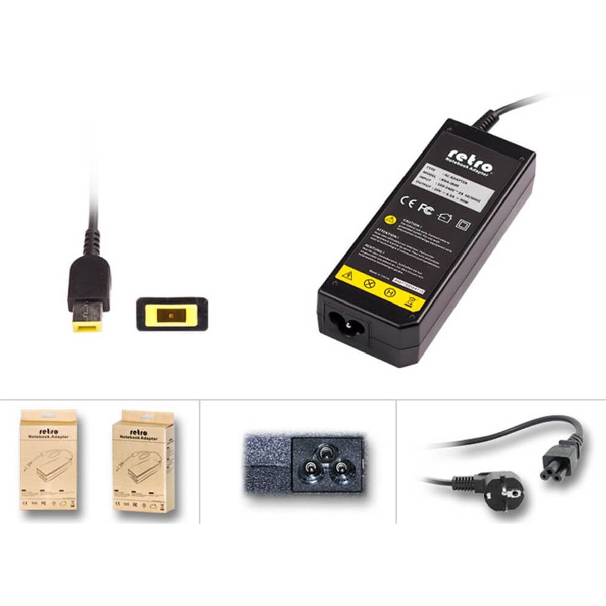 RETRO RNA-IB07 Lenovo 65W Dikdörtgen Pinli Uç (Usb Tip) Notebook Adaptör