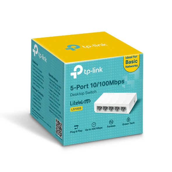 TP-Link LS1005 10/100Mbps 5 Port Switch5-Port 100mbps Plastic Unmanaged Desktop Switch