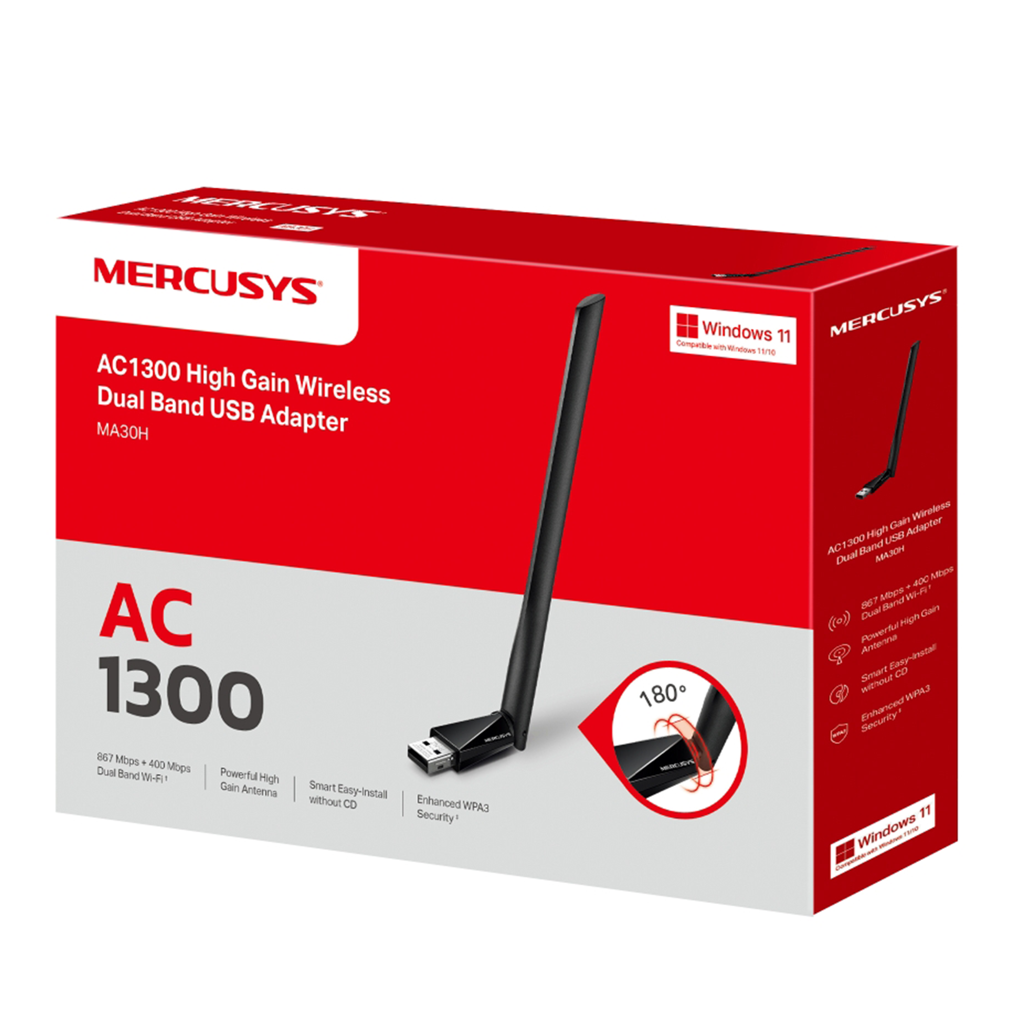 TP-Link Mercusys MA30H AC1300 High Gain WiFi Dual Band Adaptör