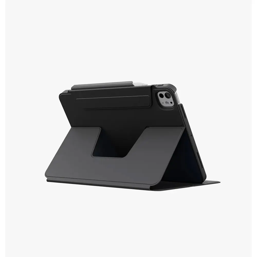 UNIQ iPad Pro 13 inch (M4) Rovus SnapMount Manyetik Disk, Çok Yönlü 360º Döndürme Özelliğiyle Kılıf Dallas Black UNIQ-PDP13(M4)-ROVSNDBLK