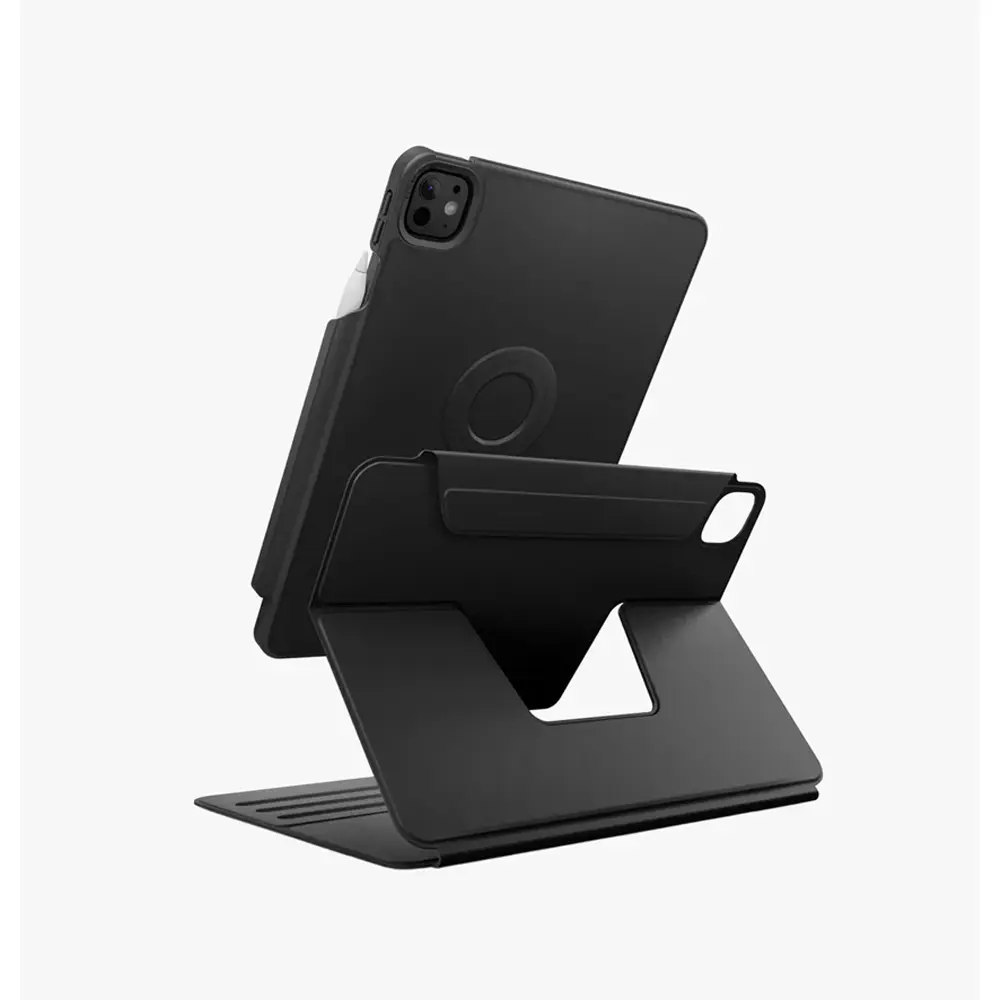 UNIQ iPad Pro 13 inch (M4) Rovus SnapMount Manyetik Disk, Çok Yönlü 360º Döndürme Özelliğiyle Kılıf Dallas Black UNIQ-PDP13(M4)-ROVSNDBLK