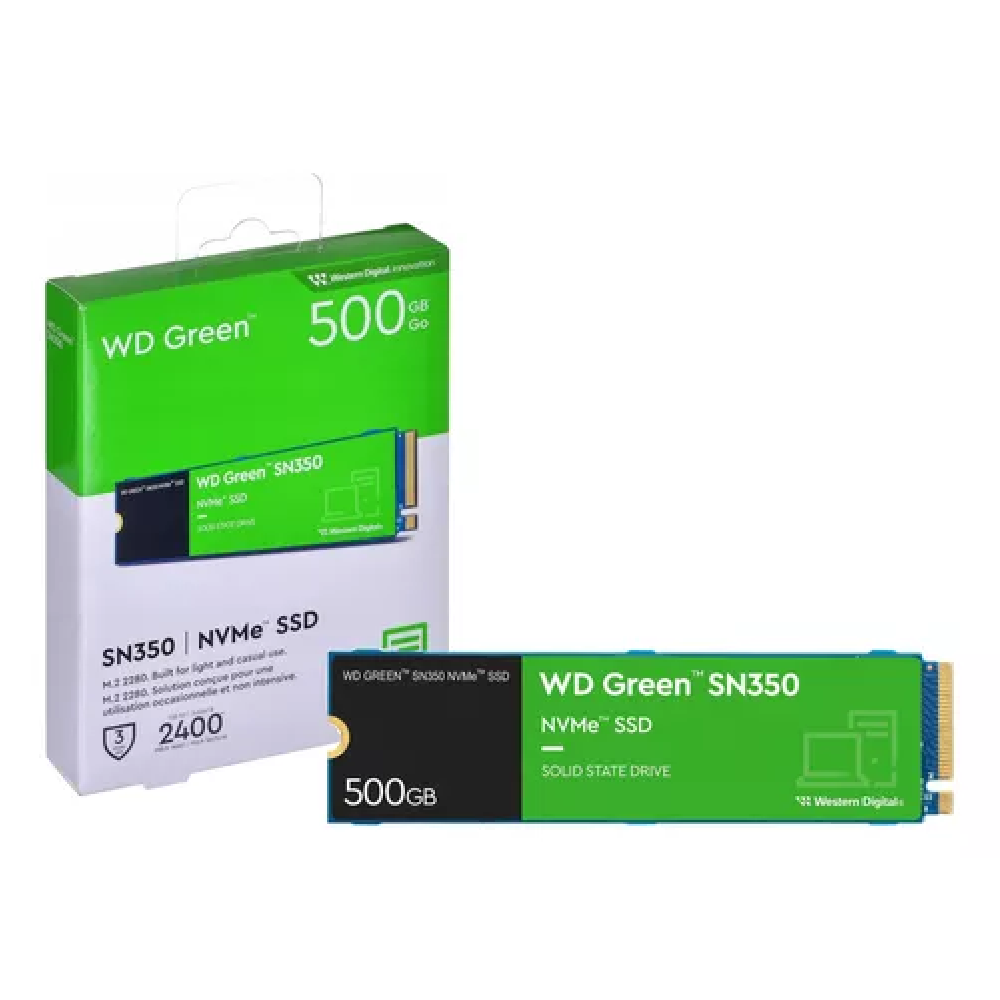 Western Digital 500GB WD Green SN350 NVMe Internal SSD Solid State Drive - Gen3 PCIe, M.2 2280, Up to 2,400 MB/s - WDS500G2G0C