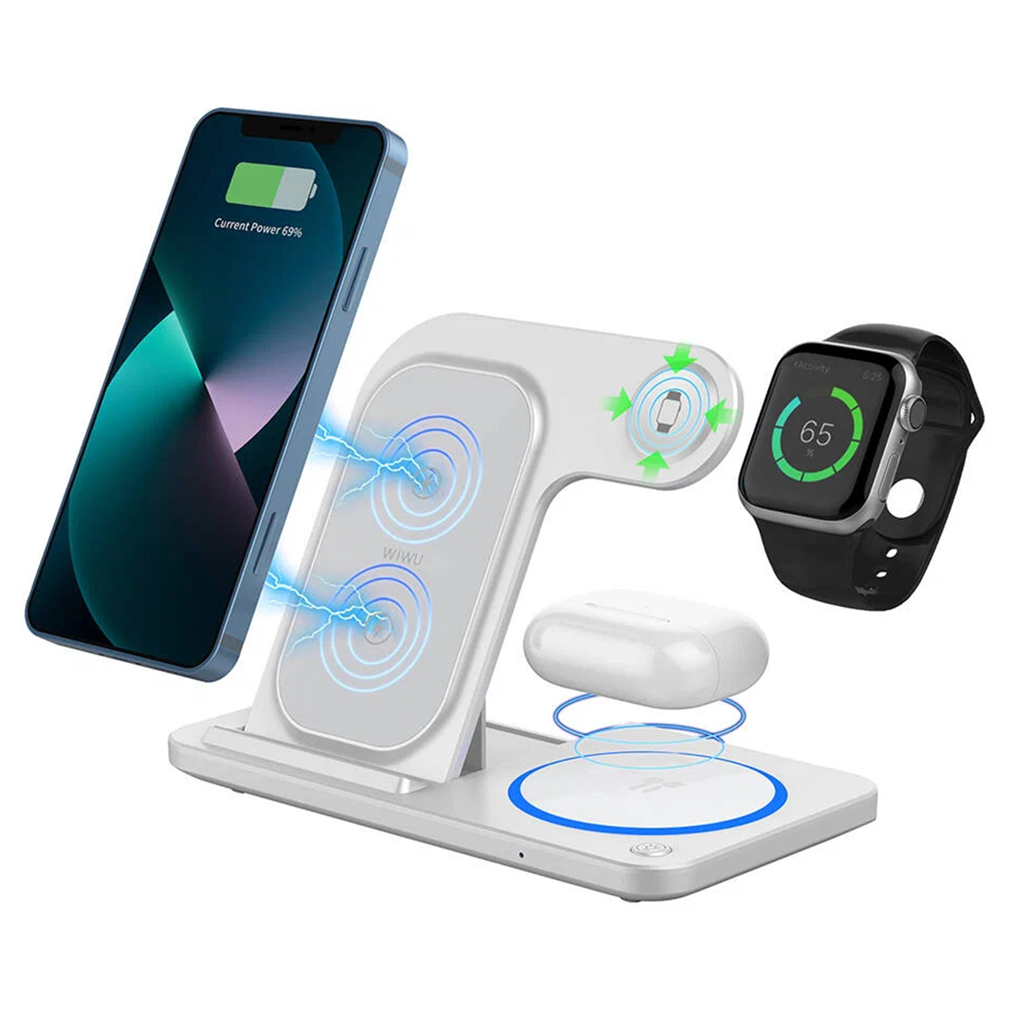 Wi-W020 3in1 Katlanabilir Magnetik Hızlı Şarj Standı