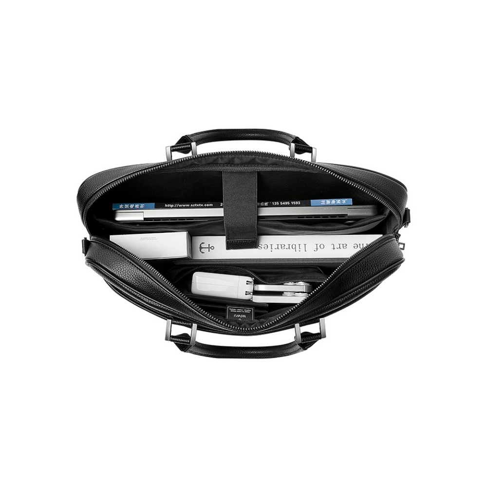 WiWU Briefcase 16 inch Parmak İzi Kilitli (FingerPrint)  Deri Evrak ve Notebook Çantası