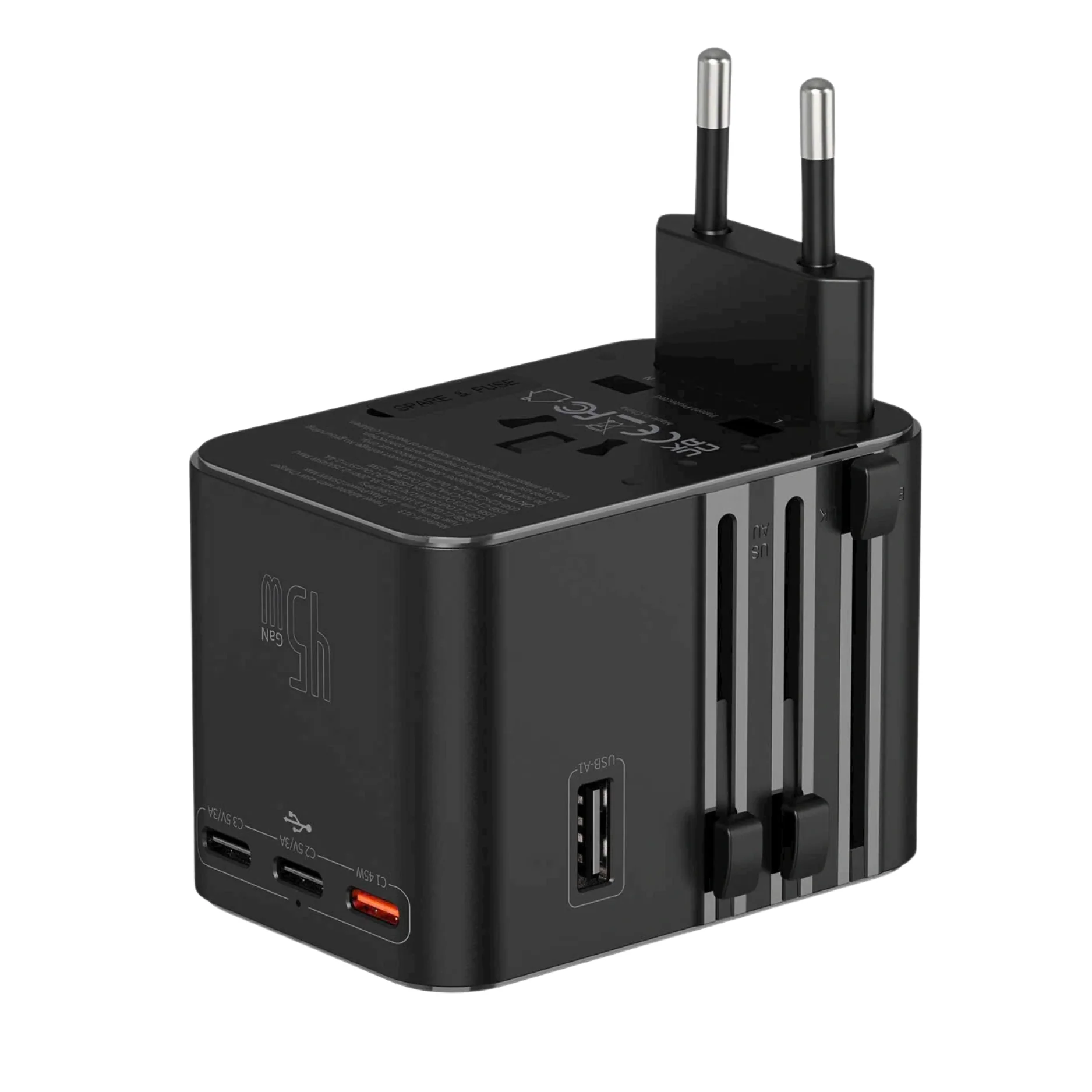 WiWU 45W GaN Evrensel Fiş Adaptörü Wi-UA006 - Siyah