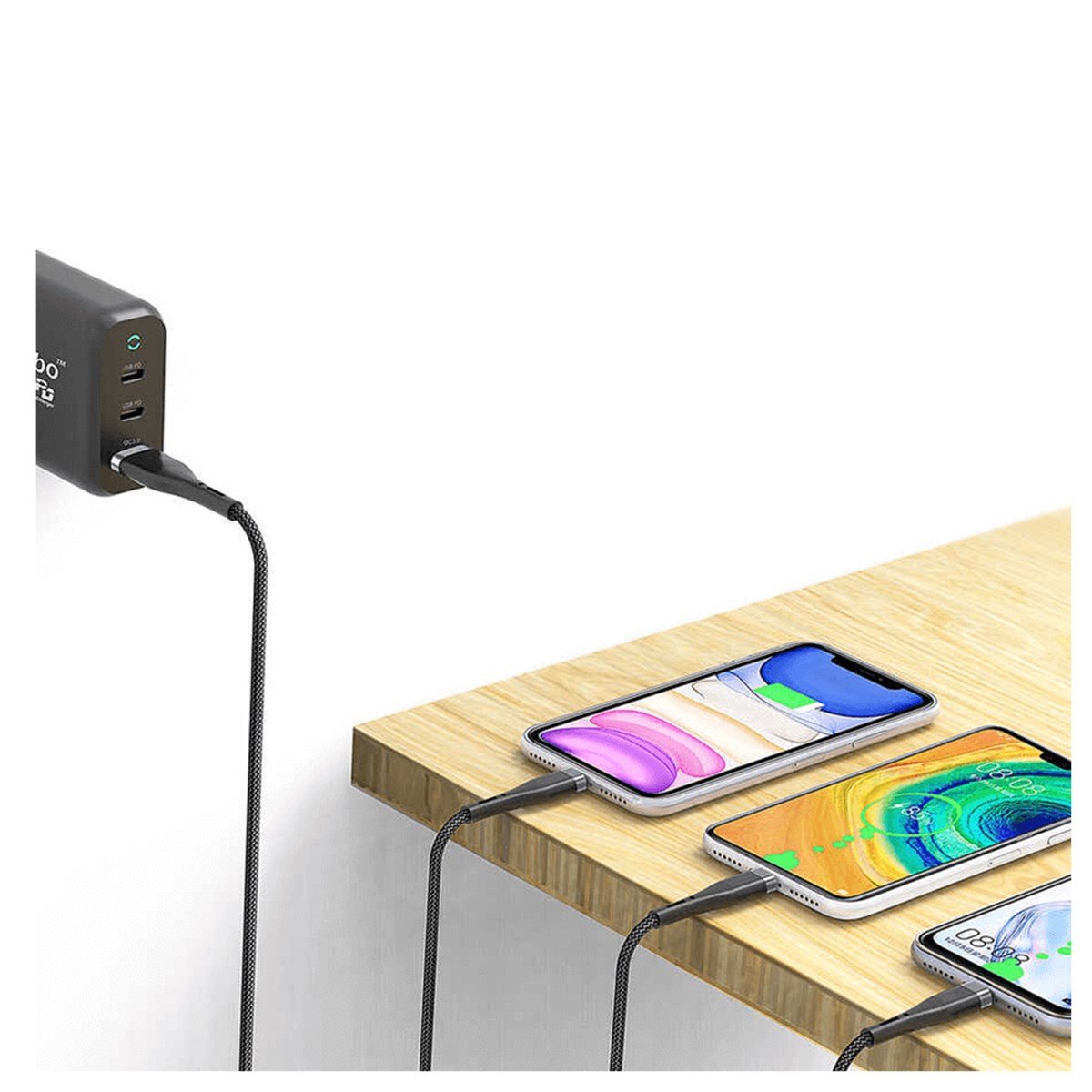 Wiwu ED-104 3 In1 USB Şarj ve Data Kablosu 3A 1.2 mt Siyah