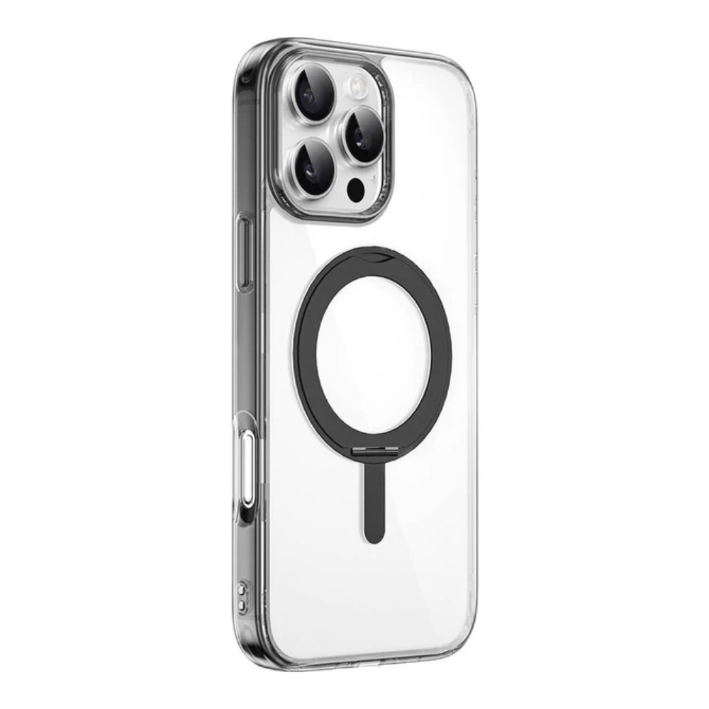 Wiwu iPhone 16 Pro Kılıf Wiwu MCC-201 Ishield Ultra Serisi Magsafe Özellik Standlı Crystal Sert Pc Siyah