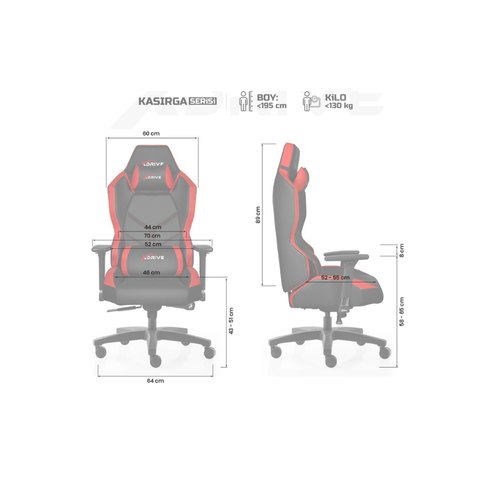 Xdrive Kasırga Oyuncu/Çalışma Koltuğu Kırmızı