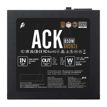 1ST Player ACK 850W 80+ Bronze Aktif PFC 14CM Fan Siyah Power Supply