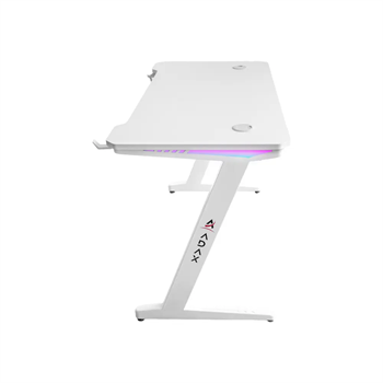 Adax Base Z 120cm Ergonomic Computer Table with Z-Shaped Frame, Cup Holder, Headset Hook, RGB Accent - WHITE Gaming Desk