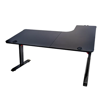 Adax EDGE L SAĞ Max 2 UK Plug, 1 USB-A 1 USB-C & Cable Management - Black Gaming Desk