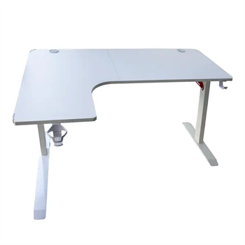 Adax EDGE L SAĞ Max 2 UK Plug, 1 USB-A 1 USB-C & Cable Management - white Gaming Desk