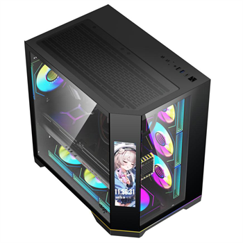 AIGO FT418 Pro Siyah 7x L17 ARGB Fanlı 850W 80+ Bronze Gen5 LCD Mid Tower Kasa