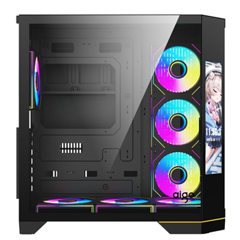 AIGO FT418 Pro Siyah 7x L17 ARGB Fanlı 850W 80+ Bronze Gen5 LCD Mid Tower Kasa