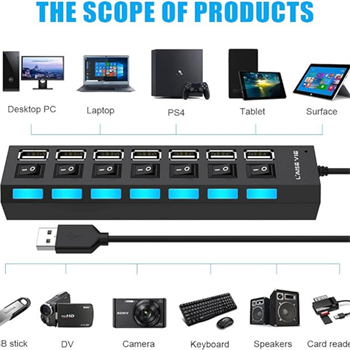 Daytona A5258 7 Port USB 3.0 2.0 Hub Switch Multiplexer Multiplier Switch