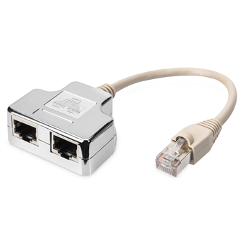 Digitus CAT. 5E Patch Kablo Adaptörü, Zırhlı, 2 x RJ45 Dişi <-> 1 x RJ45 Erkek, Kablo mesafesi 0.19 metre AT-AG CX2