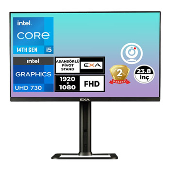 EXA AIO X24S PRO-V2 C54 i5-14400 16GB 512GB m.2  23.8 inch DOS Siyah-PIVOT All In One Bilgisayar