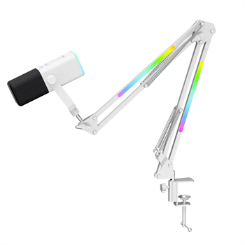 Havit Gamenote GK71 Pro RGB Yayıncı Mikrofonu, 24-Bit, 192kHz, XLR & Type-C, Stantlı - Beyaz