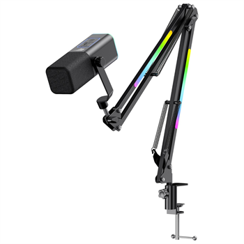 Havit Gamenote GK71 Pro RGB Yayıncı Mikrofonu, 24-Bit, 192kHz, XLR & Type-C, Stantlı - Siyah