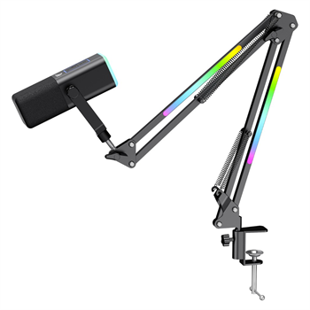 Havit Gamenote GK71 Pro RGB Yayıncı Mikrofonu, 24-Bit, 192kHz, XLR & Type-C, Stantlı - Siyah