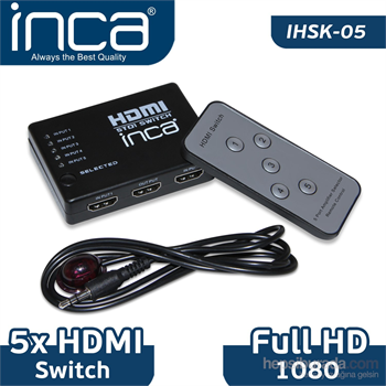 Inca 5 Giriş 1 Çıkış Uzaktan Kumandalı HDMI Switch IHSK-05