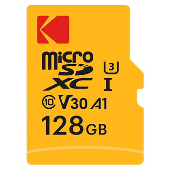 Kodak 128GB Ultra Performance (Read 100 MB/s- Write 40 MB/s) UHS-I / V30 / U3 / Sınıf 10 / A1 UHS-I 4K (3840 x 2160) EKMSDM128GXC10HPRK  microSDXC Hafıza Kartı ve SD Adaptörü