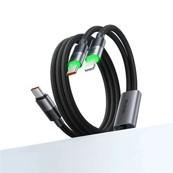 McDodo 2 in 1 (100W+30W) USB-C to Dual USB-C 1.2m CA-6700 Black Data Cable with LED