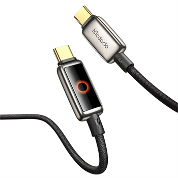 McDodo Auto Power Off 100W USB-C to USB-C with Breathing Light LED Display 1.2m CA-6681 Desert Titanium Data Cable