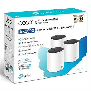 TP-Link Deco X55-3P AX3000 Mbps Wi-Fi 6 Mesh Sistemi 3 Lü Set Router