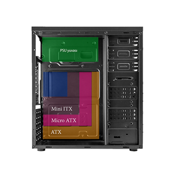 Vento TA-K61 500W 410x180x420 mm/ATX Siyah Mid Tower  Bilgisayar Kasası