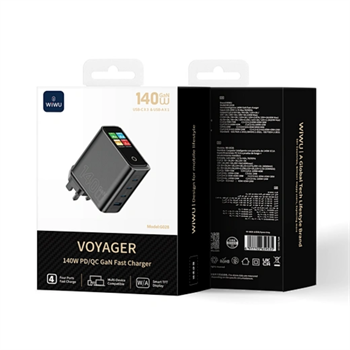 WiWU 140W Akıllı Ekran GaN Şarj Cihazı 3C1A Wi-G028