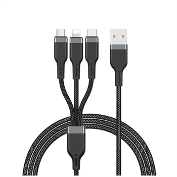 Wiwu ED-104 3 In1 USB Şarj ve Data Kablosu 3A 1.2 mt Siyah